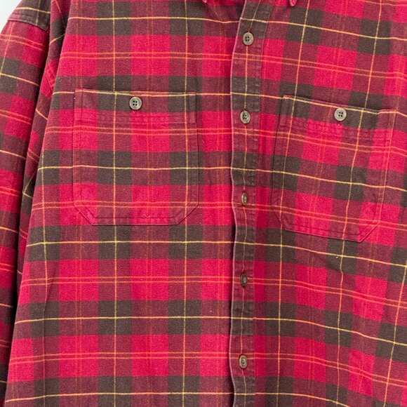 Vtg LL Bean Shirt Mens XL Tall Chamois Cloth Shirt Red Plaid Thick Chore Pockets - Picture 5 of 6